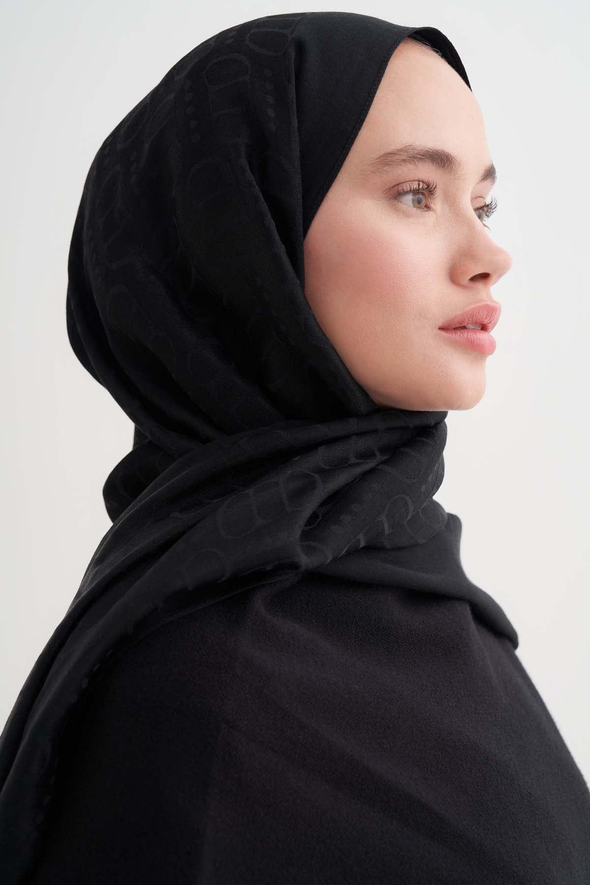 Luxe Pattern Liora Lyocell/Cotton Scarf Black