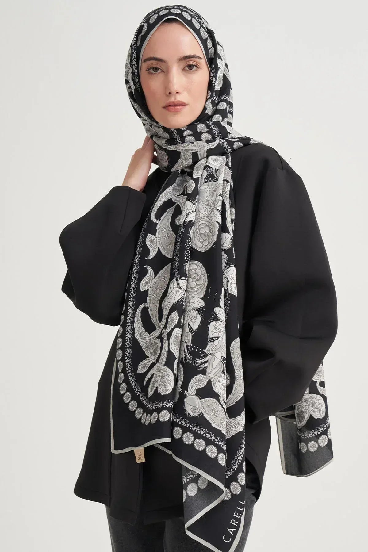 Moon Monogram Viscose/Rayon Scarf – Black