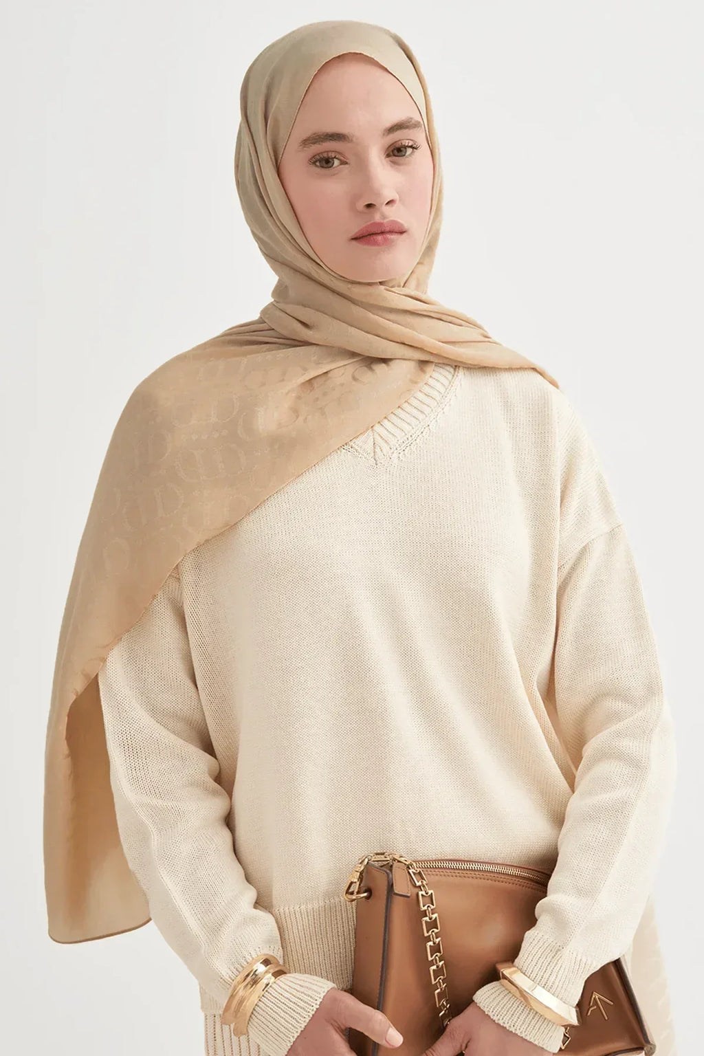 Luxe Pattern Liora Lyocell/Cotton Scarf Honeycomb