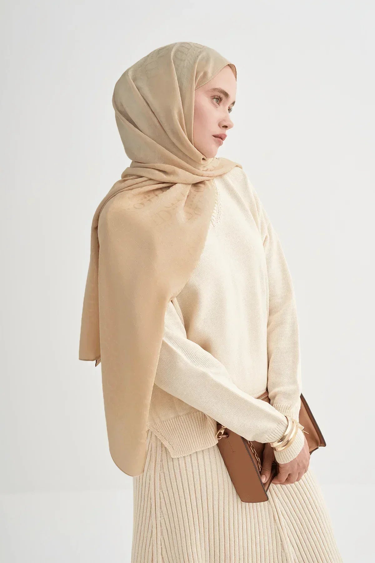 Luxe Pattern Liora Lyocell/Cotton Scarf Honeycomb