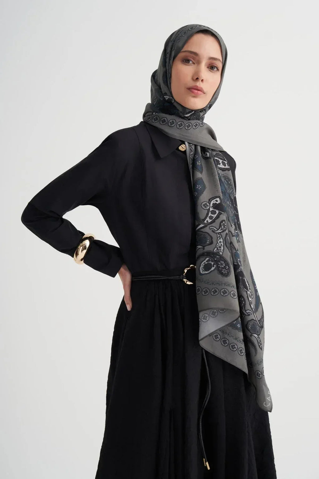 Moon Monogram Viscose/Rayon Scarf Anthracite