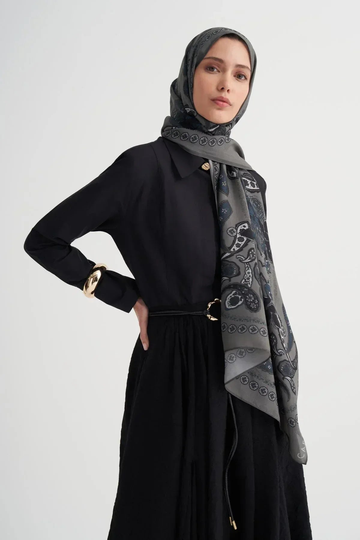 Moon Monogram Viscose/Rayon Scarf Anthracite