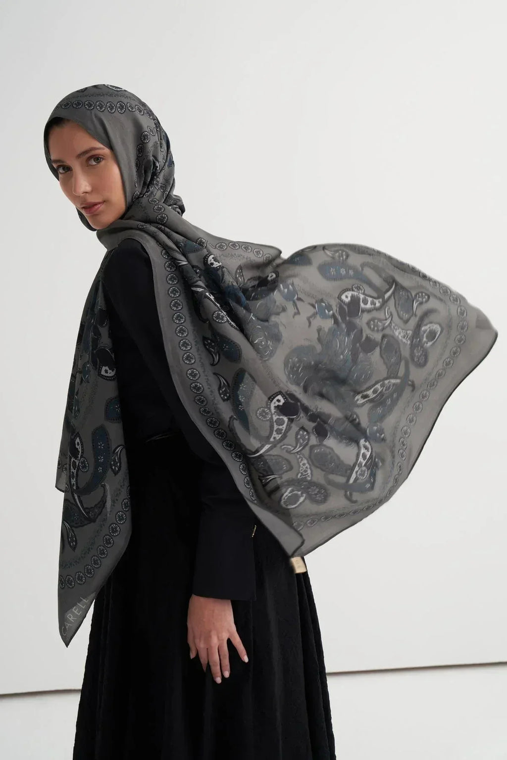 Moon Monogram Viscose/Rayon Scarf Anthracite