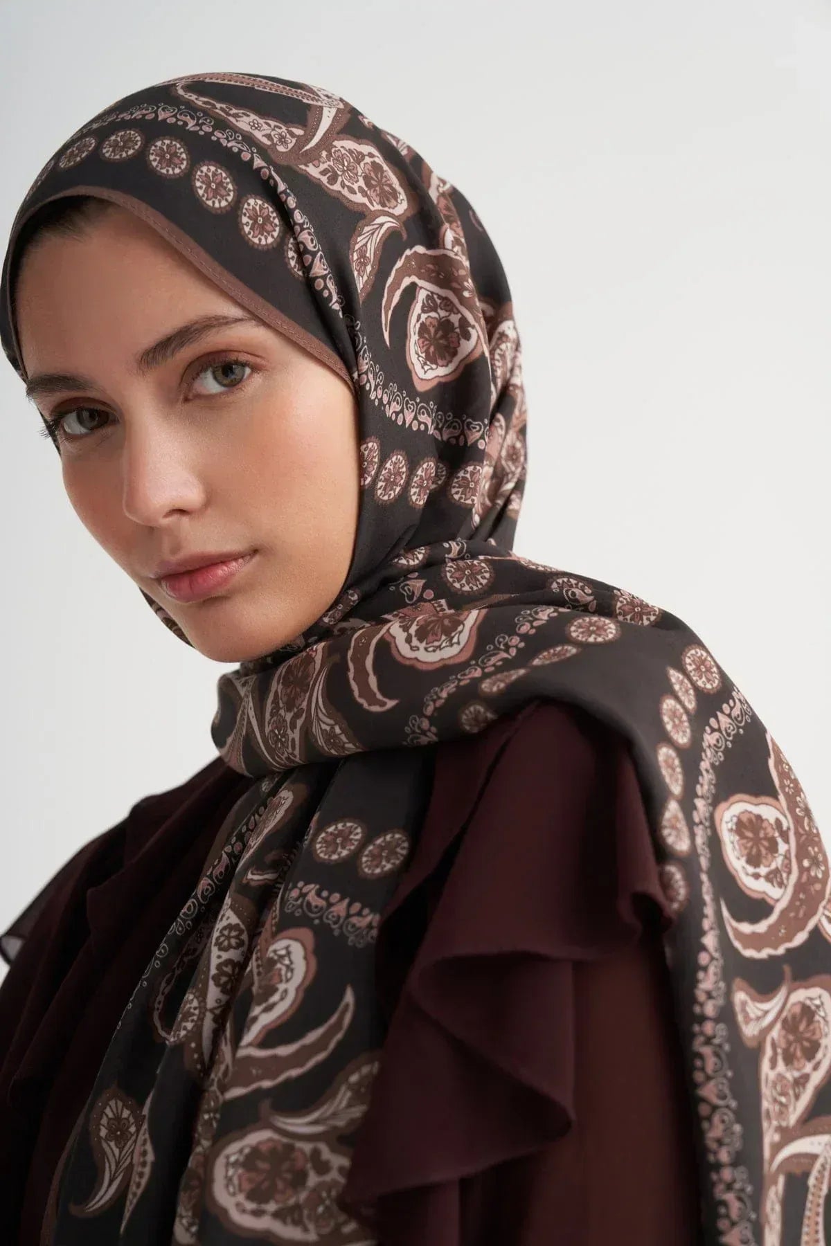 Moon Monogram Viscose/Rayon Scarf Brown