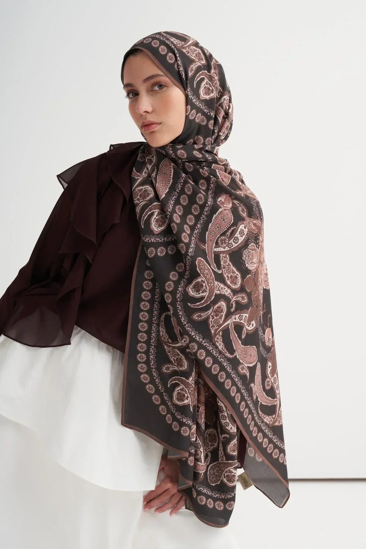 Moon Monogram Viscose/Rayon Scarf Brown
