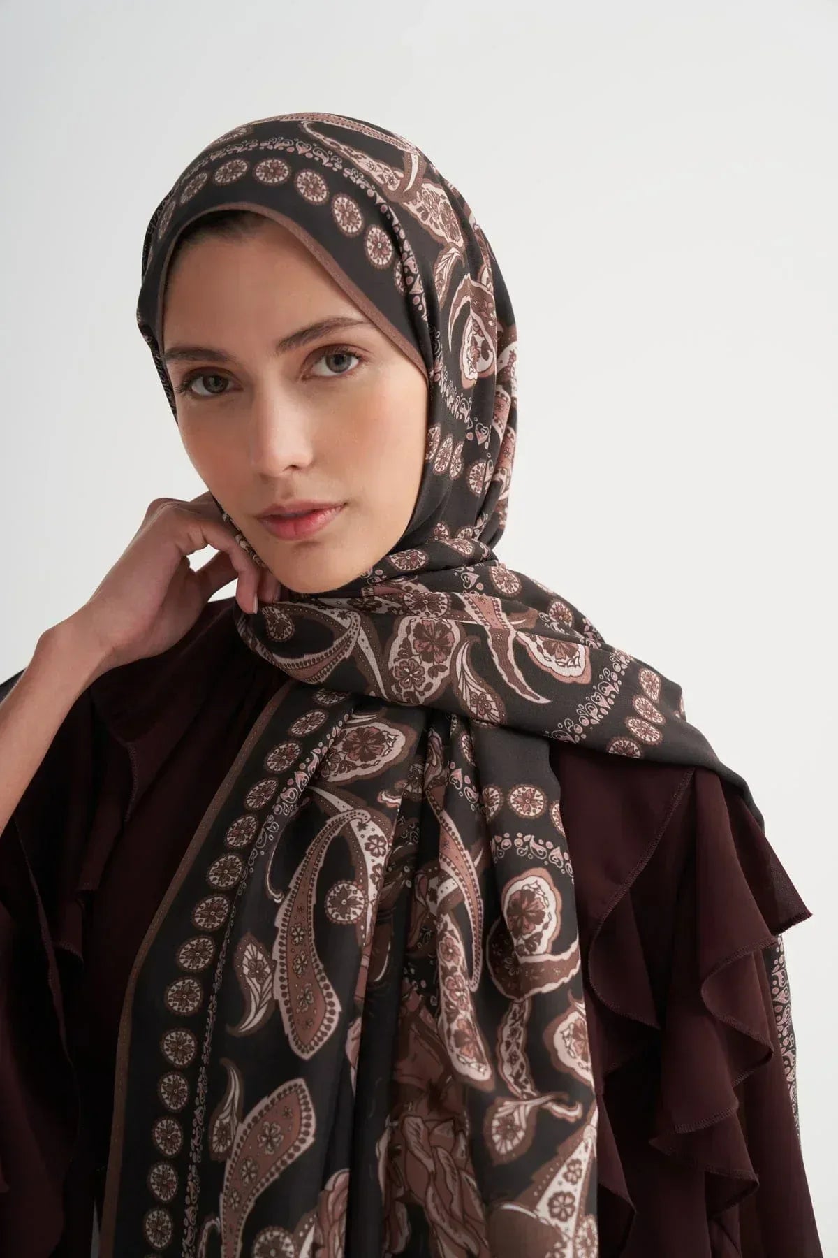 Moon Monogram Viscose/Rayon Scarf Brown