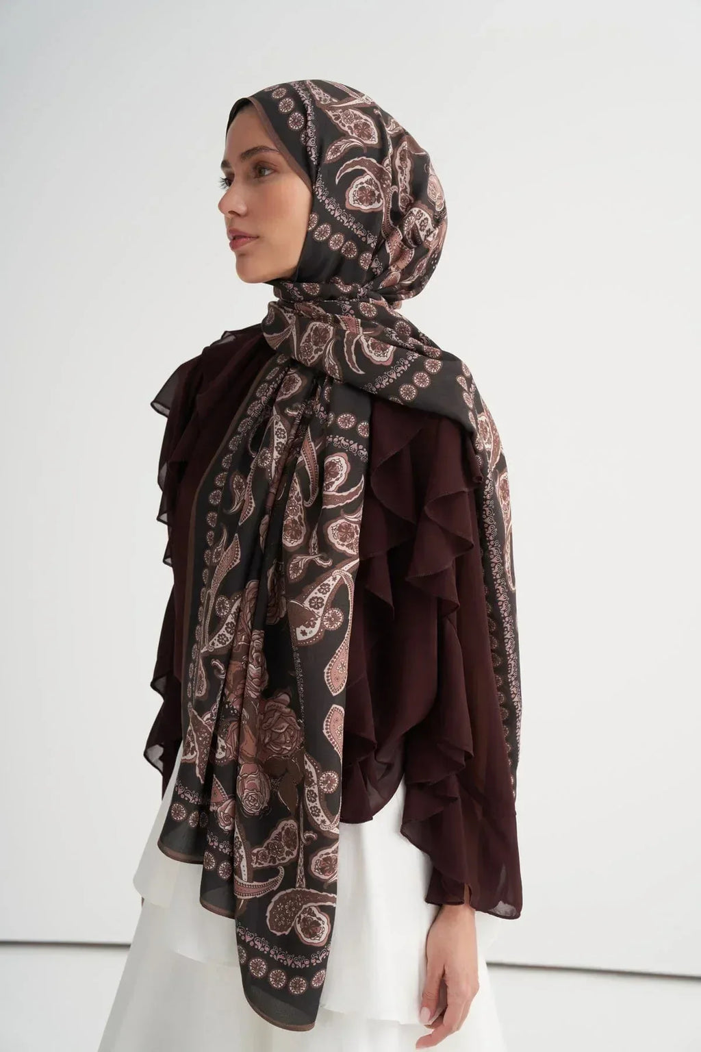 Moon Monogram Viscose/Rayon Scarf Brown