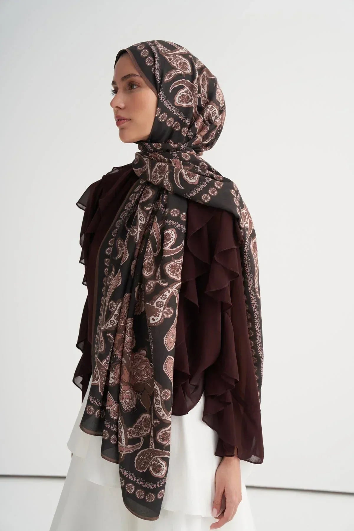 Moon Monogram Viscose/Rayon Scarf Brown