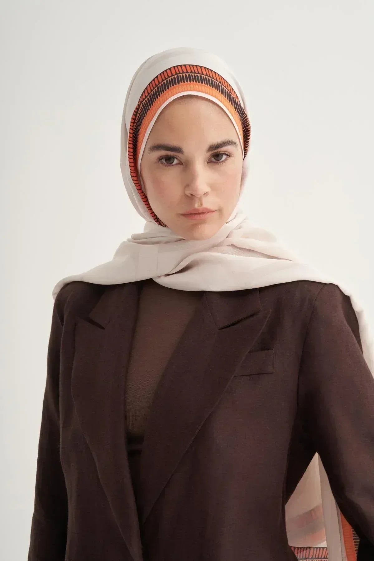 Side Monogram Viscose/Rayon Scarf - Cream